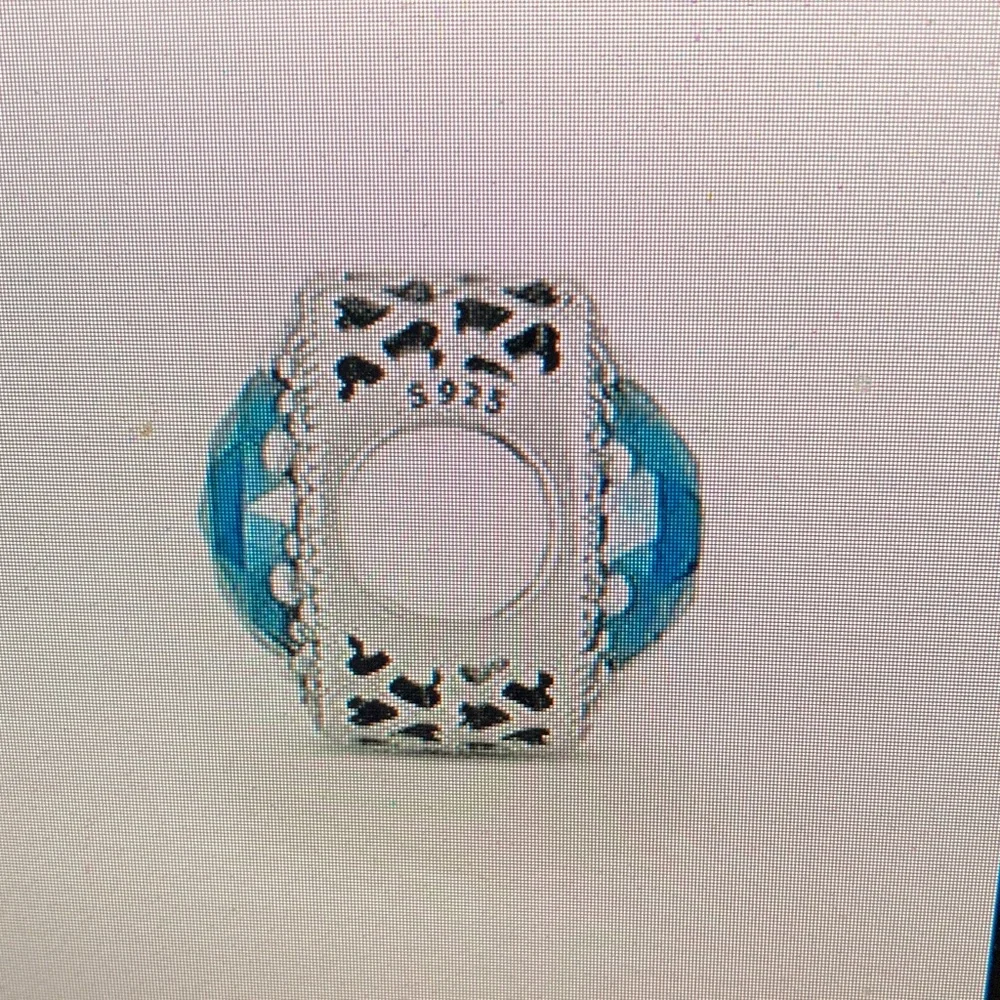 Pandora Silver Charm with Vibrant Blue Crystal